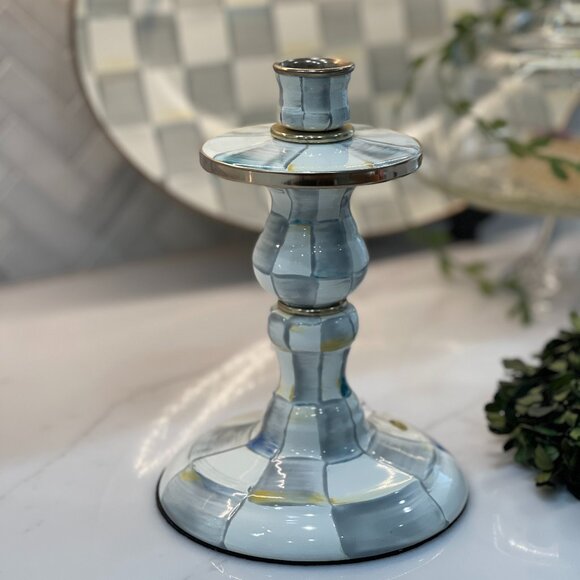 Sterling Check Enamel Candlestick -NEW - Picture 14 of 16